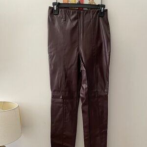 🍂NWOT H&M Maroon Faux Leather High Waisted Pants
